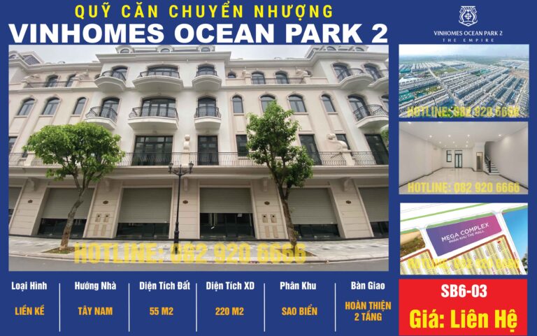[Chuyển nhượng] Liền Kề SB6-03 Vinhomes Ocean Park 2