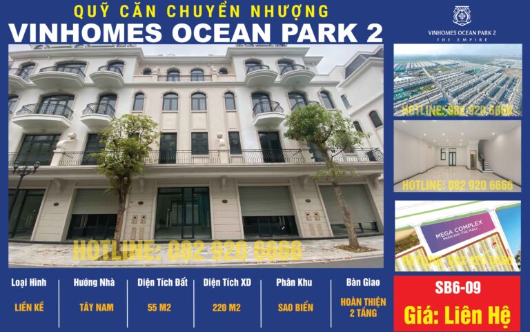 [Chuyển nhượng] Liền Kề SB6-09 Vinhomes Ocean Park 2