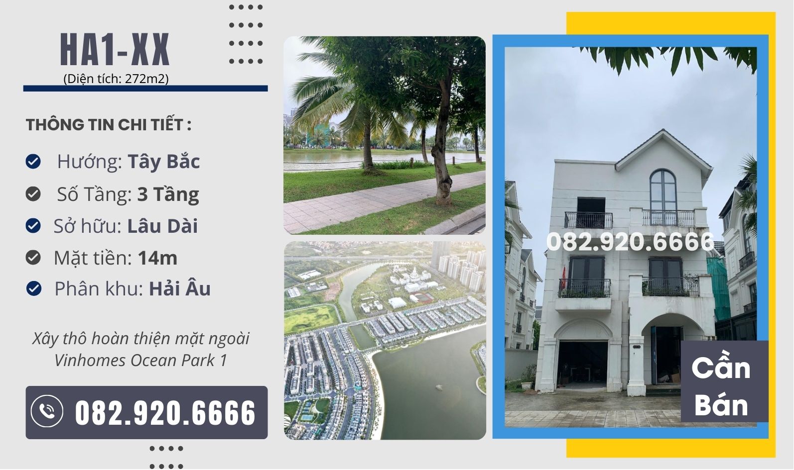 [Chuyển nhượng] Biệt thự đơn lập mặt hồ HA1-XX Vinhomes Ocean Park 1